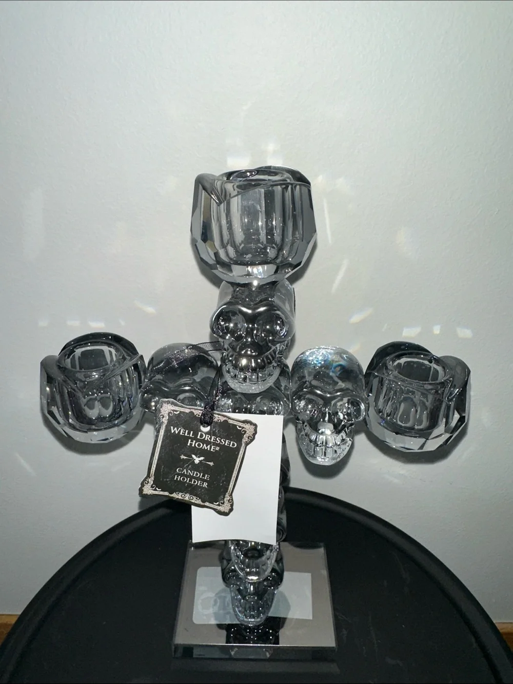 Crystal clear Skull Cross Candle Holder